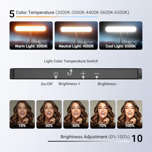 NEEWER Basics Desktop LED Light Kit with 11" Stand/Monitor Clamp, 2 Pack(12W) CRI95 Bi Color Video Conference Zoom Lighting for Laptop Computer Webcam, Compatible with iPhone Video Recording, L10 - Image 3
