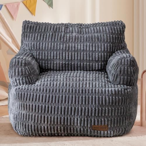 MAXYOYO Kids Bean Bag Chair, Comfy Bean Bag Sofa with Filler | Bean Bag Chair for Boys and Girls, Lazy Sofa with Pocket Floor Chair for Gaming, Reading, Dark Grey by MAXYOYO