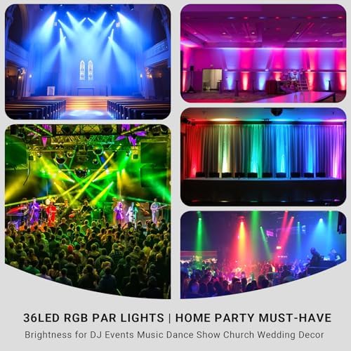 36W 36LEDs RGB Stage Par Lights by Remote DMX Control - 2Pack - Image 6