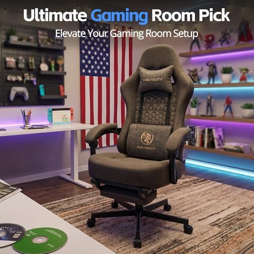 Gaming Chair Breathable Leather with Pocket Spring Cushion, Wide and High Ergonomic Office Chair with Headrest, Computer Gaming Chair with Footrest for Adult and Teen (Grey Leather) - Image 5