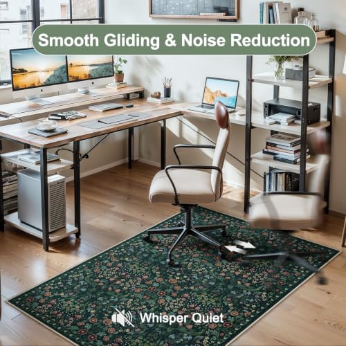 Anidaroel Floral Office Chair Mat for Hardwood & Tile Floor, 48"x60" Desk Chair Mat for Home Office, Under Desk Rug for Rolling Chair, Non Slip Computer Chair Mat, Low-Pile Carpet Protector Rug - Image 4