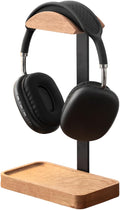 muso wood Oak Headphone Stand, Wood Headset Stand with Storage Base | Desk Holder for Gaming & Office, Compatible with AirPods Max, Bose, Razer Headsets by Musowood