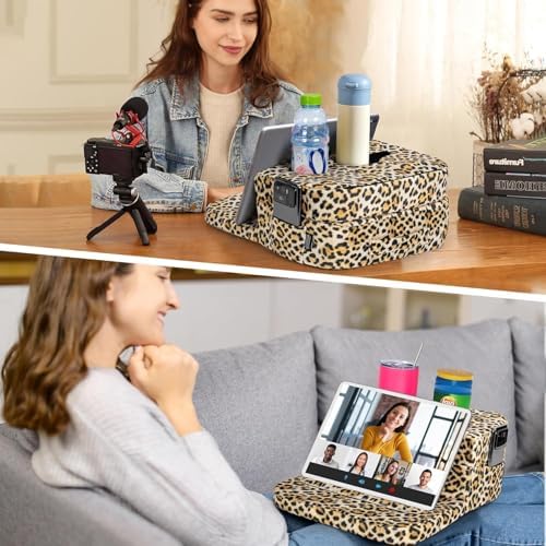 TabCouchCaddy - Couch Cup Holder Tray Pillow - Bed, Couch Caddy, Sofa, RV & Car - Holds Drinks, Snacks, Remotes, Phones, Kindle, Tablet | Bed Cup Holder (Leopard) - Image 6