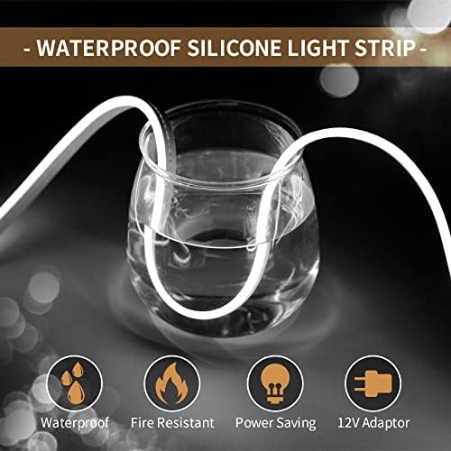 LED Neon Lights Flexible White 16.4FT/5M 12V DC Waterproof Flexible LED NEON Light for Indoors Outdoors Decorm [Power Adapter Included] - Image 2