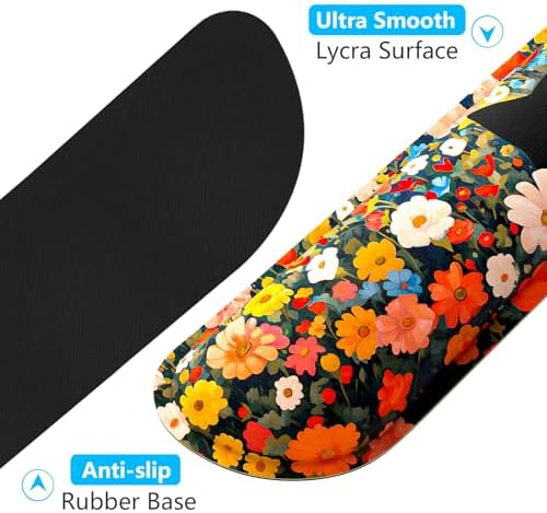 Dapesuom Enlarge Keyboard Wrist Rest, Memory Foam Wrist Cushion for Desk Mats Support, Typing Pain Relief Keyboard Mouse Pad Rests Set with Non-Slip Base for Gaming Laptop Computer, Cat Flower Bush - Image 5