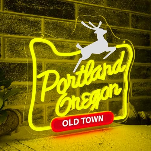 Mutank Portland Oregon Neon Sign, Iconic City Neon Light USB Powered LED Dimmable, for Portland Themed Room Decor Game Room Man Cave Home Bar Decor(12.9 * 12.5 In) - Image 2