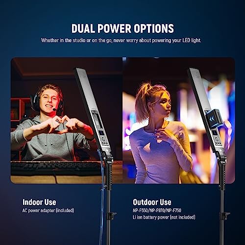 NEEWER Upgraded LED Video Light Stick & 2.4G Remote Kit, 2 Pack Handheld Dimmable 3200K~5600K CRI97+ Video Lighting with Stands/Filters/Bag for YouTube Video Recording Photography Gaming, BH20B Black - Image 6