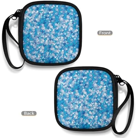 Blue Mermaid Scales Headphones Carrying Case, Protective Shell Travel Bag for Cable, Charger Storage for Earphone, Earbud, Earpieces - Image 4