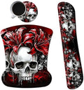 Ergonomic Mouse Pad with Wrist Support Gel Mousepads and Upgrade Keyboard Wrist Rest Pad Set, Coasters Non-Slip PU Base Mouse Mat for Office Gaming Computer Laptop Home, Red Flower Skull by Dikoer