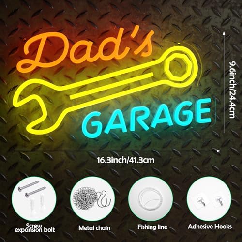 Dad's Garage Neon Sign for Garage Workshop Man Cave Wall Decor - Image 6