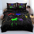 Game Bedding Set for Boys Kids Gamepad Duvet Cover with 2 Pillowcases Gamer Bedroom Decor Black Bed Set 3pcs,Twin Size by Holiyjog