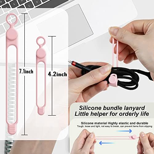 Silicone Cable Ties, Cord Organizer Cable Management,2Sizes-Pink - Image 2