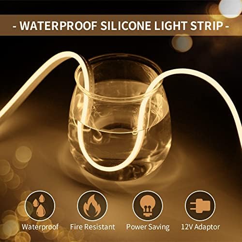 2PCS/32.8FT/10M/Warm White LED Strip Lights - Flexible and Waterproof Neon Rope Light with Installation Accessories for Indoor & Outdoor Decor, [No Adapter] - Image 3