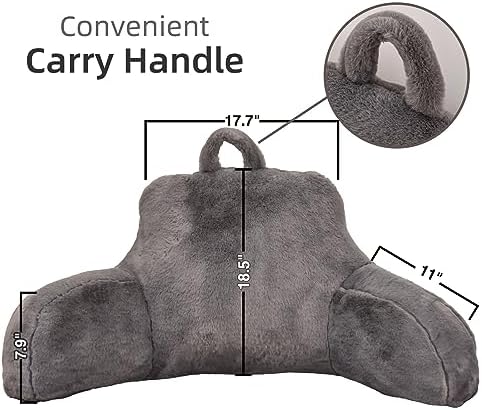 A Nice Night Gray Reading Pillow, 18.5" Bed Wedge Pillows with Arms - Image 2