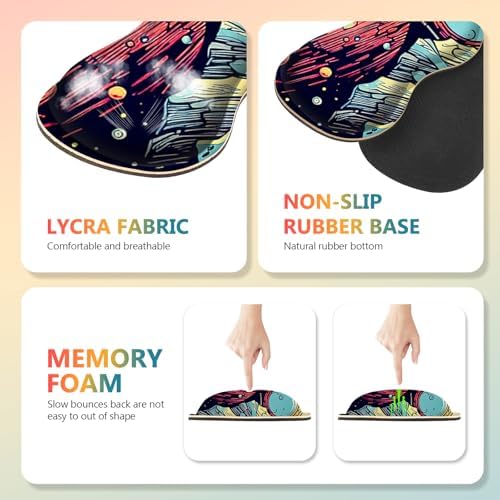 AIMSA Desk Mat Set, Mouse Pad with Wrist Rest +Keyboard Wrist Rest +Large Mouse Mat +Coaster, 4in1 Extended Gaming Mousepad Set for Home Office, Planet Astronaut - Image 5