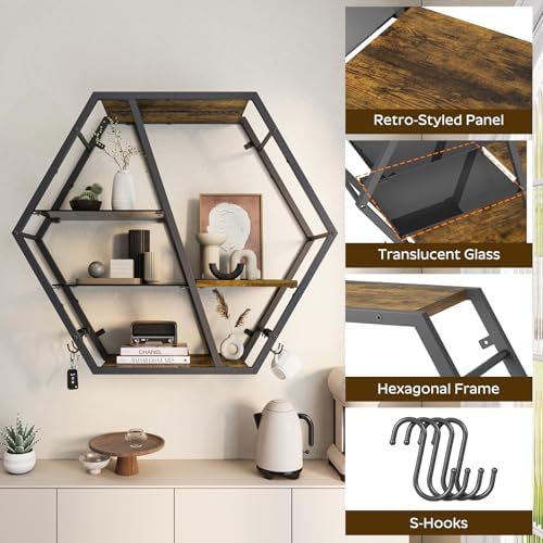 MAHANCRIS Gaming Floating Shelf with LED Lights and 4 Hooks - Image 4