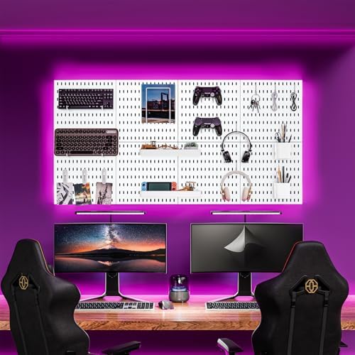 Wall-Mounted Pegboard Kit, 25.2" x 25.2" Organizer Panel – Large, Cost-Effective & Nail-Free Installation White - Image 2