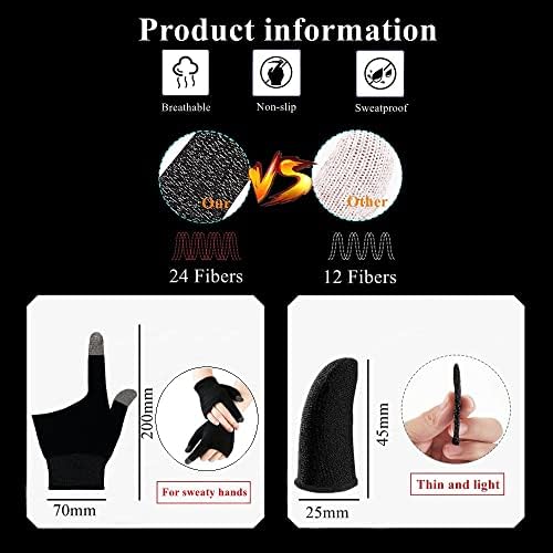 Gaming Gloves for Sweaty Hands, Ultra-Thin Breathable Touchscreen Game Gloves with Thumb Finger Sleeves for iPad Tablet/Mobile Phone - Image 2