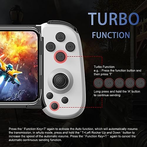 Wireless Controller for iPhone 17/Android/PC/iPad/Tablet/Appl Arcade MFi Games/Switch/PS4, Support Streaming on PS5/Xbox/PC Console, Cloud Gaming Gamepad Joystick - Turbo/6-Axis Gyro/Dual Motors - White - Image 3