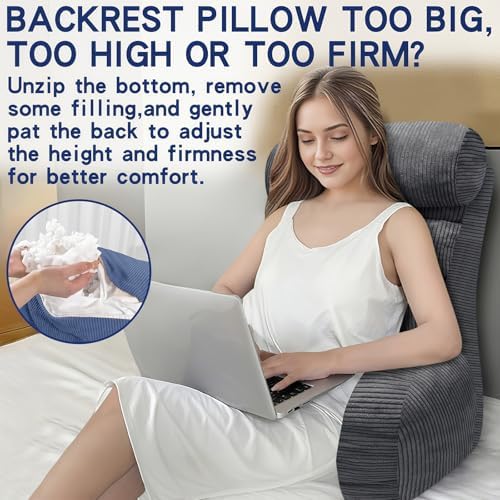 Back Pillow for Bed Sitting Up, Reading Pillow, Extra Large Arm Pillows for Adults for Back Support,Bed Pillow for Sitting up for Watching TV/Gaming/Relaxing - Image 6