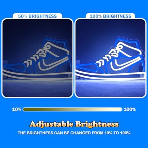 Sneaker Neon Sign Sports Shoe Neon Signs for Wall Dimmable LED Boys Neon Lights for Bedroom Man Cave Home Party Pub Neon Bar Sign Shoes Light up Signs Wall Decor (Blue) - Image 3