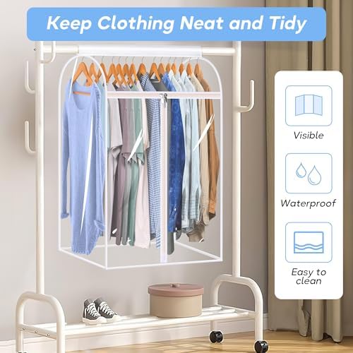 KEETDY 35" Hanging Garment Bags for Closet Storage Large Clear Garment Bags for Hanging Clothes Garment Rack Cover Coat Protector for Suit, Wardrobe, Bottom Enclosed - Image 2