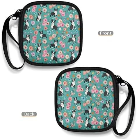 Dogs and Flower Portable Headphone Carrying Bag Cell Phone Accessories Storage Bag with Handle for Earphone,Flash Drive,Charging Cable, Key Wall Charger - Image 4
