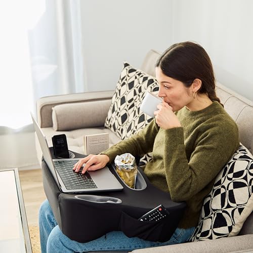 Oversized Lap Desk Pillow – 27in Foam Couch Desk with Cup Holder & Storage by TabCouchCaddy