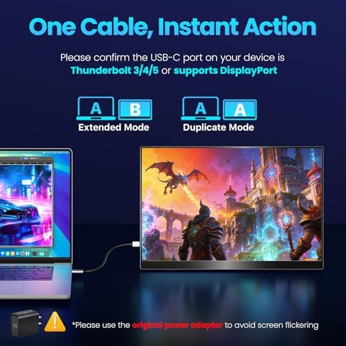 Upperizon Portable Monitor 16 inch 2K QHD 2560X1600 145% sRGB 240 Hz HDR HDMI USB-C Travel Monitor for Laptop MacBook PC Surface PS5 Xbox, External Display with Kickstand & Speakers, VESA Compatible - Image 4