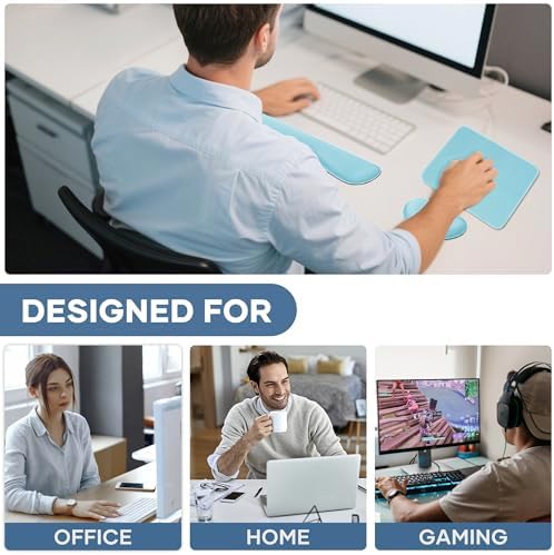 Office Ergonomic Memory Foam Computer Mouse and Keyboard Wrist Rest pad Support Carpal Tunnel, Wrist Rest for Keyboard and Mouse, Wrist Support Set - Image 6