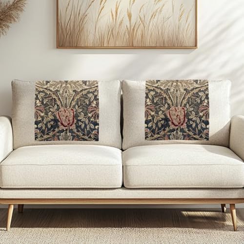 Sofa Recliner Headrest Cover, Vintage Acanthus Leaf Print - Image 2