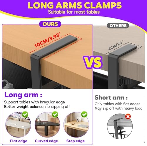 Large Under Desk Cable Management Tray, REFLYING 29.1" Cable Management Under Desk No Drill,Adjustable Clamp Cord Wire Organizer, Cord Hider for Standing Table, Wire Hider for Office,Home (Medium) - Image 7