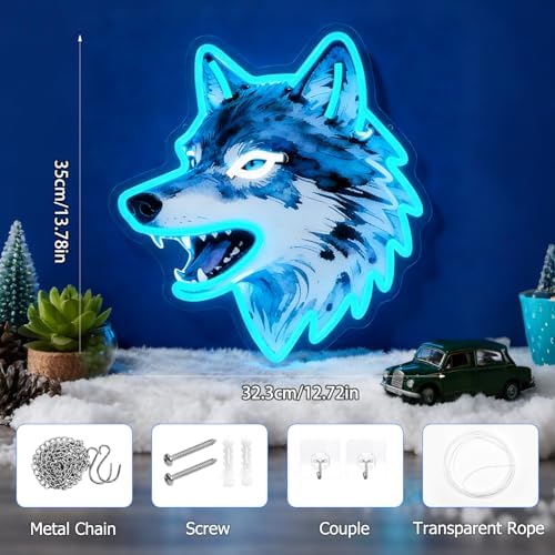 Wolf Neon Sign, UV Printed Wolf LED Wall Decor Light for Game Room - Image 3