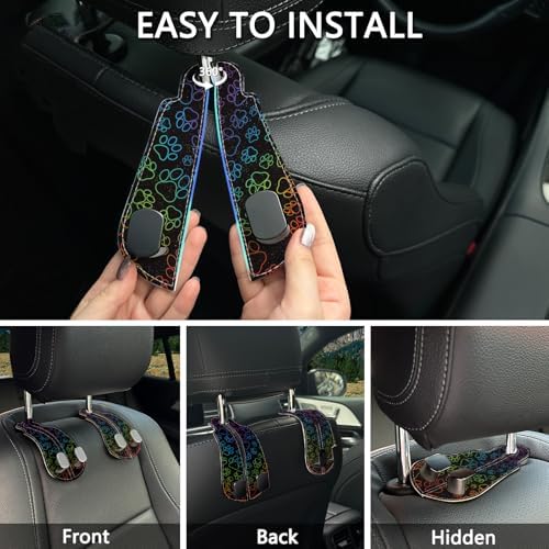 Blusabaca 2PCS Car Seat Headrest Hooks, Purses Bags Holder, Dog Paw - Image 6
