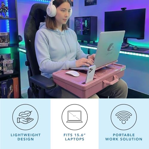 LAPGEAR Ergonomic Pro Lap Desk – Dusty Rose, Fits 15.6" Laptops - Image 2