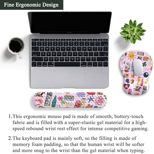 Cute Mousepad with Wrist Rest for Computer Keyboard Mouse Pad Ergonomic Pink Kawaii Mousepad, Best Desk Decor Office Girls Pink Desk 2-in-1 Wrist Support Mouse Pad, Soft Gel Material Anti Slip Bottom - Image 4