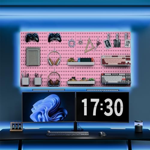MULSAME Pegboard Combination Kit, 25.2" x 50.4" Wall Mounted Storage Set with 8 Pegboards & 40 Accessories Hanging, Peg Boards Organizer - Image 2