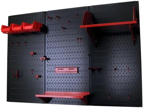 Wall Control Pegboard Organizer 4 ft. Metal Pegboard Standard Tool Storage Kit with Black Toolboard and Red Accessories - Image 2