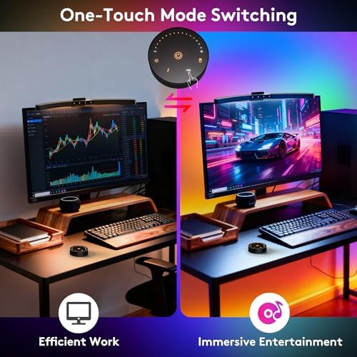 Quntis 17.7'' Curved Monitor Light Bar RGB Backlight with Music Sync, Black - Image 2