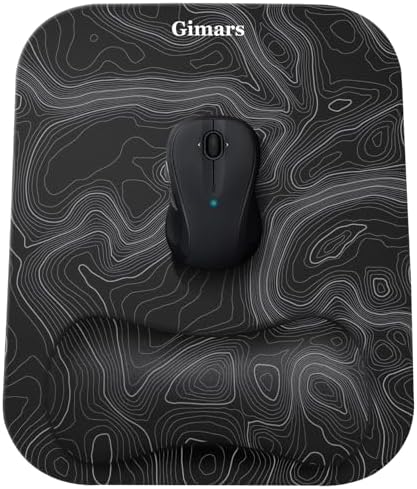 Gimars Large Smooth Superfine Fibre Memory Foam Ergonomic Mouse Pad Wrist Rest Support Mousepad with Nonslip Base for Laptop, Computer, Gaming & Office,Free Coaster Include-Topographic Map by Gimars