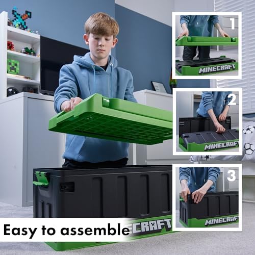 Numskull Minecraft 2-in-1 Toy Storage Box & Folding Chair - Gaming Accessory Organizer with lid and handles for Family Rooms, Official Minecraft Merchandise - Image 2
