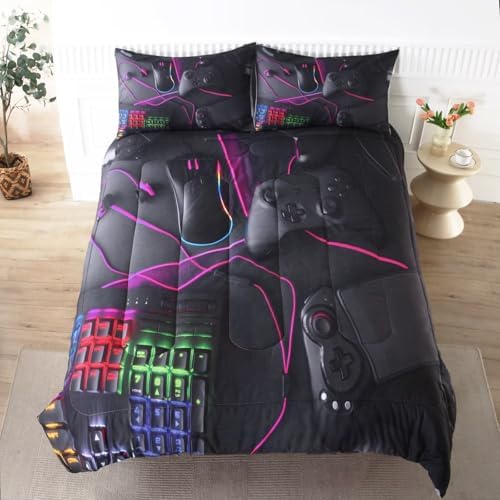 Gaming Comforter for Boys Teens,Game Bedding Sets Full,Kids Gamer Comforter Set,Video Game Bedroom Bed Set Controller Duvet All Season 3 Piece - Image 2