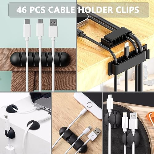 ELII 300PCS Cable Management Kit,4 Cable Sleeve 35 Cable Clips - Image 2