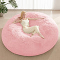 Fluffy Bean Bag for Stuffed Animals Storage, Faux Fur Washable Bean Bag Chair Cover(No Filler) for Textile Plush Toys, Beanbag Chair Cover for Adults Kids Teens, 5FT, Pink by ODreamyDogs
