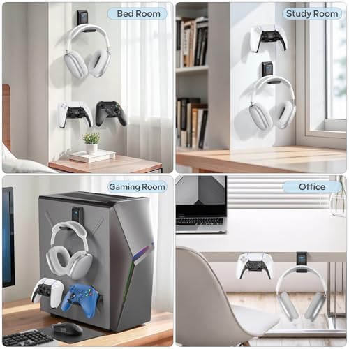 OIVO Controller & Headset Wall Mount Holder Stand, Foldable Headphone Stand, Gaming Controller Holder Hanger Hook, Universal Storage Organizer Controller/Earphone/Game Accessories-9 Packs - Image 5