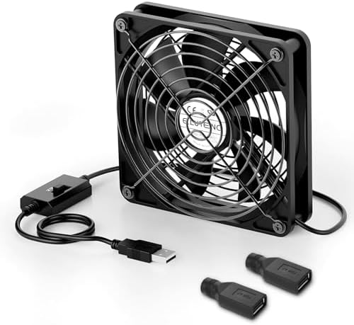 ELUTENG 120mm USB Computer Fan, 5V PC Cooling Fan with 3 Adjustable Speeds by ELUTENG