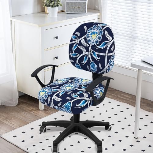 Smiry Stretch Printed Office Computer Desk Chair Covers for Seat & Backrest | Stretch Fit, Soft Fabric Universal Washable Removable, Anti-Dust Rotating Chair Slipcovers Protector - Image 2