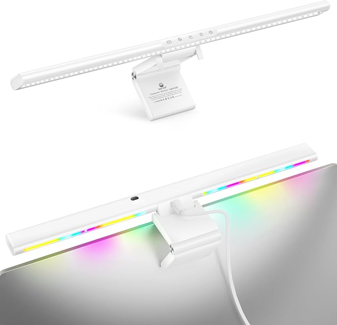 Syrinx Monitor Light Bar for Home Office & Gaming, Eye-Caring Computer Monitor Lamp, No Glare Screen Light, CRI95+, Stepless Brightness & Color Temp Adjustment, USB Powered, for Flat & Curved Monitors by Syrinx