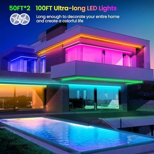 GUPUP LED Lights Strip 100 FT, LED Lights for Bedroom 100ft, RGB Rope Light for Room, Bluetooth APP Control,Color Changing Strip, Sync with Music,para Cuarto, for Bedroom Home Party Decoration - Image 6
