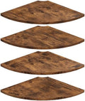 Homode Corner Wall Shelf, 12 Inch Wide Wooden Corner Floating Shelves with Cord Hole, Set of 4 Round Corner Hanging Storage Shelving for Bathroom Living Room Small Spaces, Rustic Brown by Homode